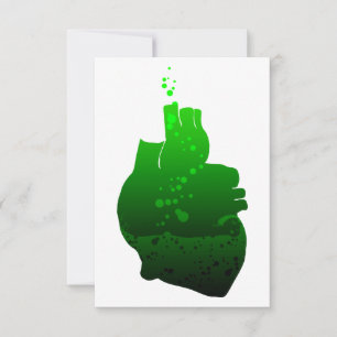 Invitación corazón anatómico verde líquido