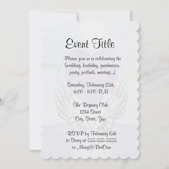 Invitación Corazón, Ángel Alas y Océano (Anverso)