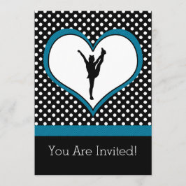 Invitación Corazón animado por polka en azul Verde azulado