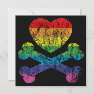 Invitación corazón arco iris y cruces