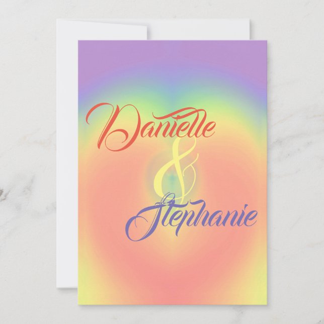 Invitación Corazón arcoiris (Anverso)