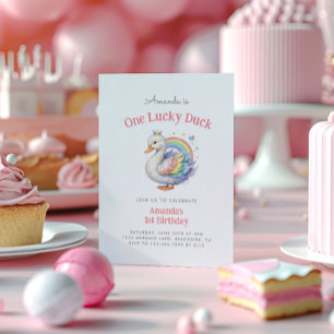 Invitación Corazón arcoiris Primer cumpleaños de un Chica de