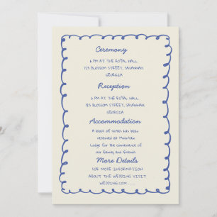 Invitación Corazón azul dibujado a mano Detalles caprichosos