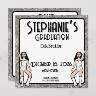 Invitación Corazón Blanco Bailarín Plateado: #2