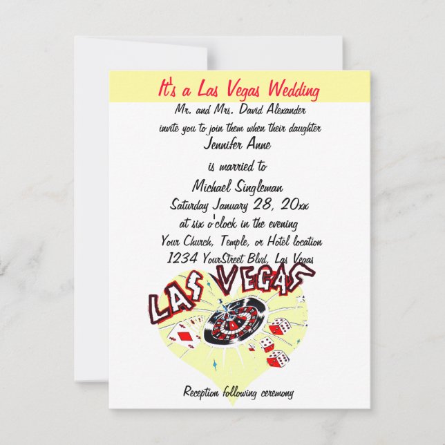 Invitación Corazón Boda contemporáneo de Las Vegas (Anverso)