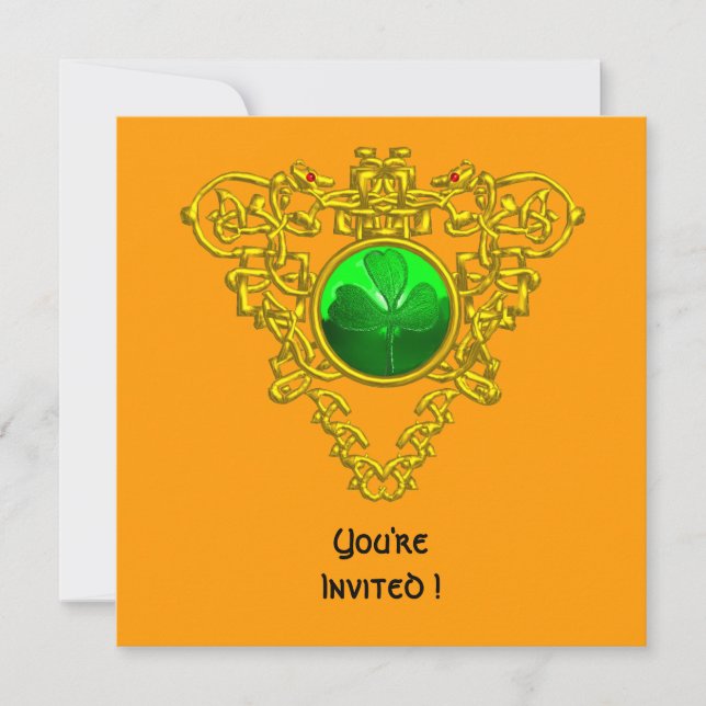 INVITACIÓN CORAZÓN CELÁTICO CON SHAMROCK FIESTA DEL DÍA DE PA (Anverso)