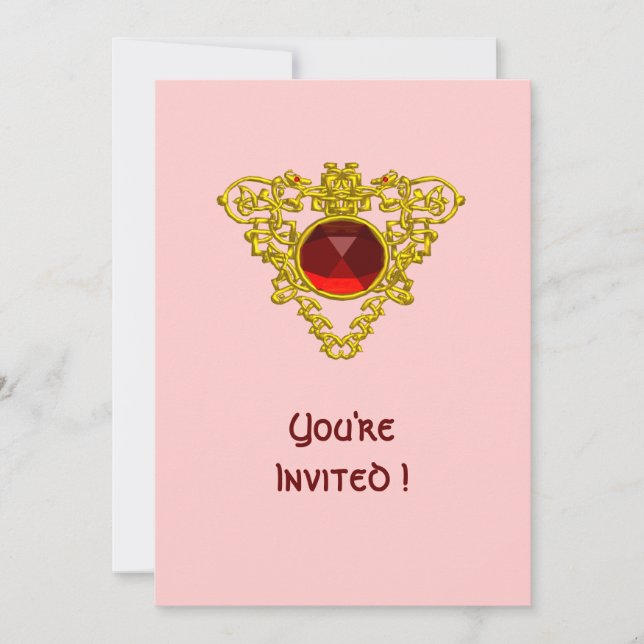 Invitación CORAZÓN CELÁTICO rosa (Anverso)
