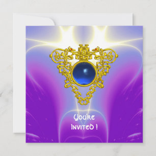 Invitación CORAZÓN CELTICO, azul brillante, violeta púrpura