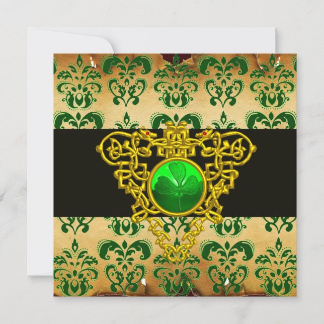 Invitación CORAZÓN CÉLTICO DE SAN PATRICK Pergamino de Damasc (Anverso)