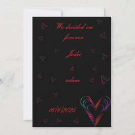 Invitación corazón colorido pequeño lindo corazón