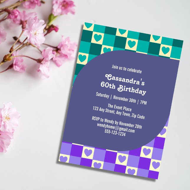 Invitación Corazón controlado retro Bauhaus Verde azulado cum (Subido por el creador)