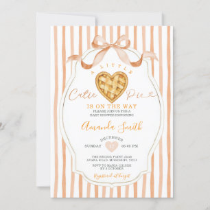 Invitación Corazón Cortie Pie Stripes Bow Baby Shower