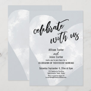 Invitación Corazón de Acuarela Blanca Celebra con Nosotros Gr