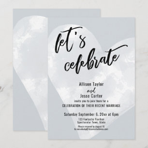 Invitación Corazón de Acuarela Blanca Celebremos Gris Claro