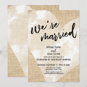 Invitación Corazón de Acuarela Blanca Estamos Casados Fiesta