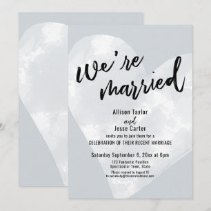 Invitación Corazón de Acuarela Blanca Estamos Casados sobre G