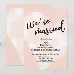 Invitación Corazón de Acuarela Blanca Estamos Casados sobre R