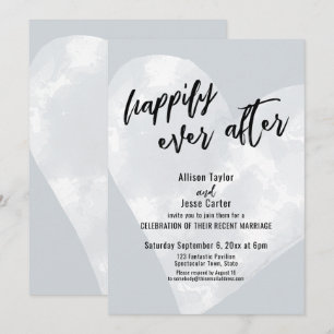 Invitación Corazón de Acuarela Blanca Felices para Siempre Gr