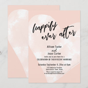 Invitación Corazón de Acuarela Blanca Felices para Siempre Ru