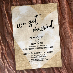 Invitación Corazón de Acuarela Blanca Nos Casamos Fiesta de A