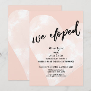 Invitación Corazón de Acuarela Blanca Nos Casamos sin Nadie I