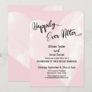 Invitación Corazón de Acuarela Blanca Rosa Felices para Siemp