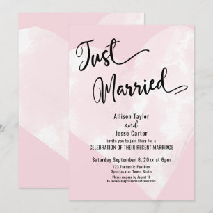 Invitación Corazón de Acuarela Blanca Rosa Recién Casados Scr