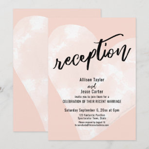 Invitación Corazón de Acuarela Blanca Rubor de Recepción Casu