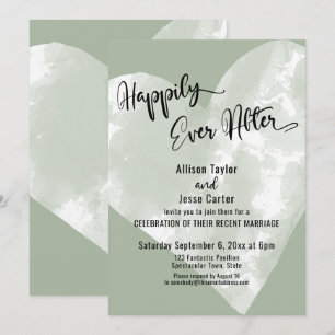 Invitación Corazón de Acuarela Blanca Verde Felices para Siem