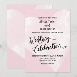 Invitación Corazón de Acuarela en Celebración de Boda Rosa Su