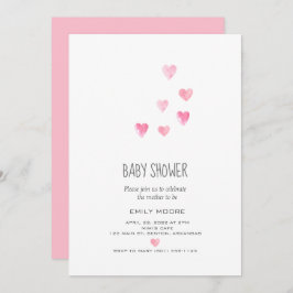 Invitación Corazón de agua color rosa de los corazones rosado