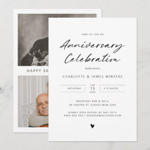 Invitación Corazón de amor minimalista aniversario 