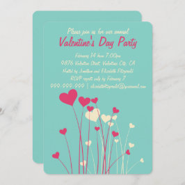 Invitación Corazón de amor moderno Flores de San Valentín Fie