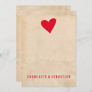 Invitación Corazón de amor rojo moderno simple Boda contempor