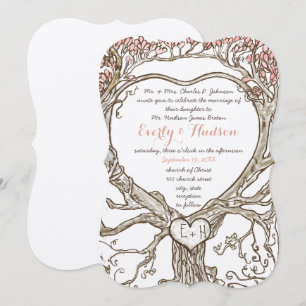 Invitación Corazón de árbol con forma de corazón en el tronco