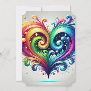 Invitación Corazón de Arcoíris Girando Colores Brillantes