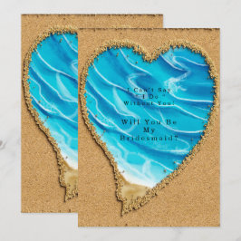 Invitación Corazón de arena y playa serás mi dama de honor