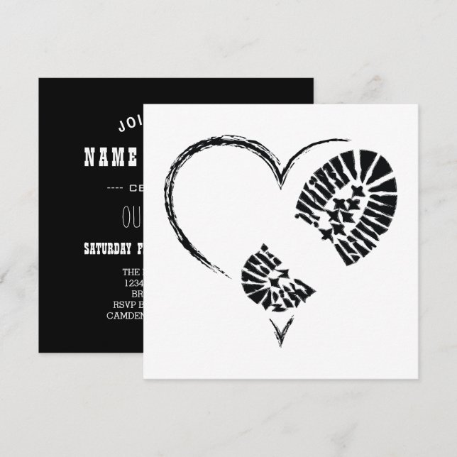 Invitación corazón de arranque (Anverso / Reverso)