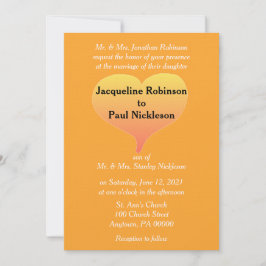Invitación Corazón de boda de puesta de sol naranja