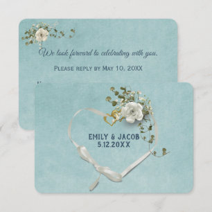 Invitación Corazón de Boda RSVP En Acuario