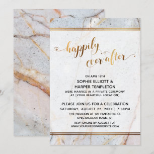 Invitación Corazón de Caligrafía Felices para Siempre Mármol