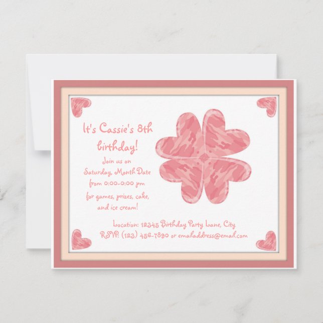 Invitación Corazón de Camo (Anverso)