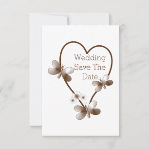 Invitación Corazón De Chocolate Y Mariposas Salvan La Fecha