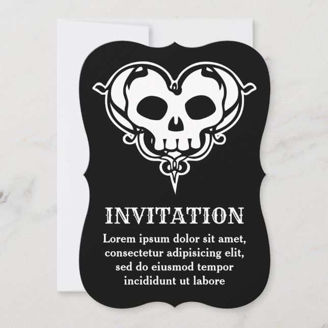 Invitación Corazón de cráneo decorativo (Anverso)