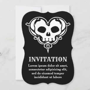 Invitación Corazón de cráneo decorativo