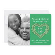 Corazón de cuentas verde jade 12º aniversario de b