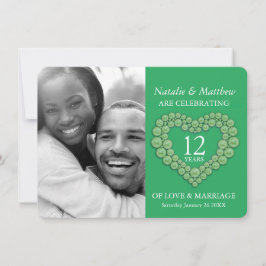 Invitación Corazón de cuentas verde jade Aniversario de bodas