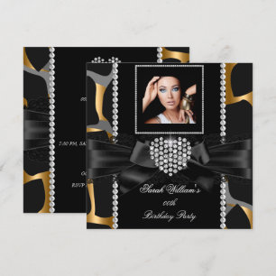 Invitación Corazón de Diamante con Encaje Dorado Foto de Fies