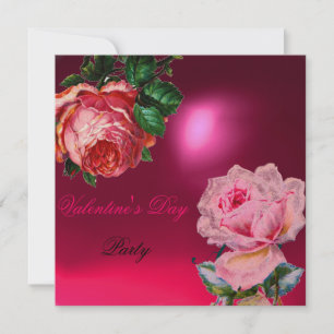 INVITACIÓN CORAZÓN DE ENCAJE CUPIDO Y ROSA ROSADA MONOGRAMA D