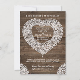 Invitación Corazón de encaje rústico 13 aniversario de boda